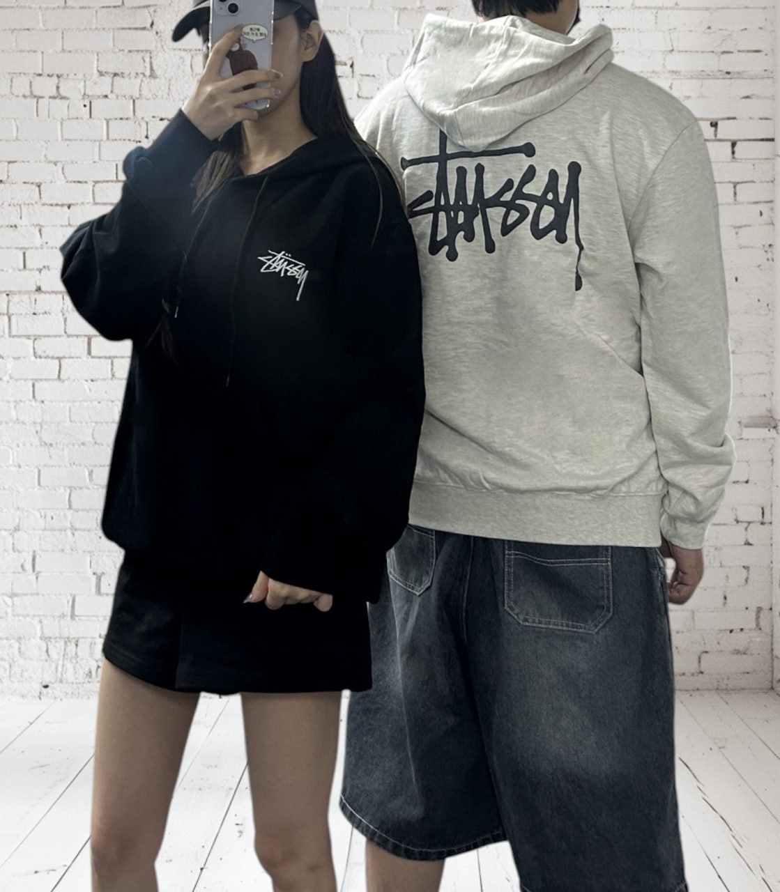 스투시 기모 빅로고 후드-