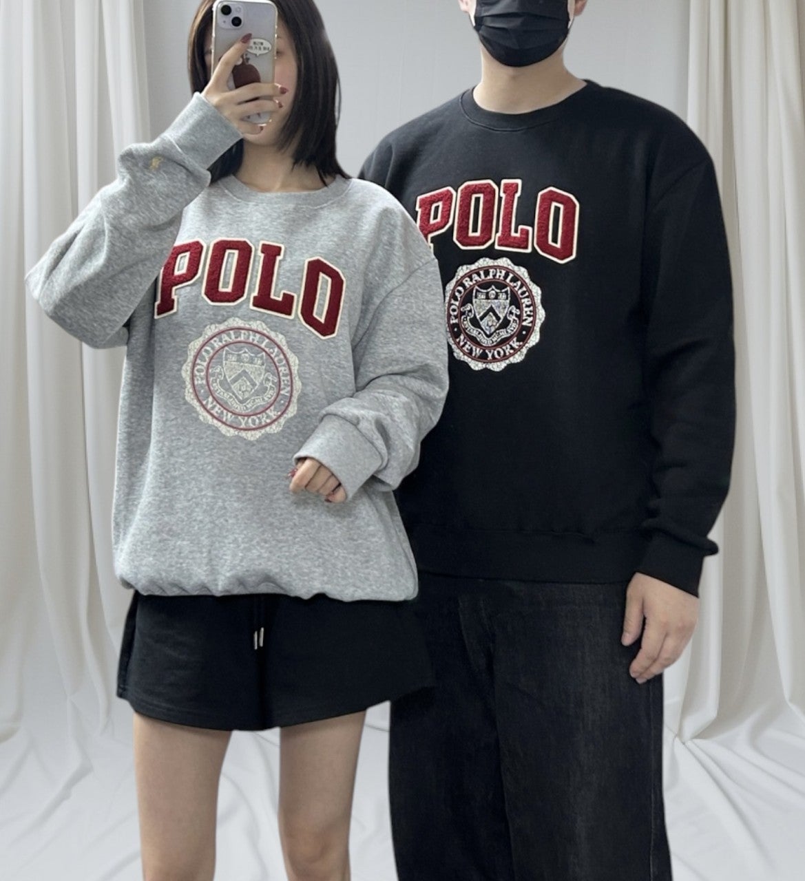 폴로 기모 레터링 맨투맨-